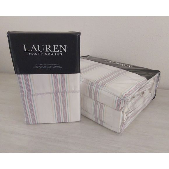 Ralph Lauren CLAUDIA STRIPE Cream Queen Sheet Set w/2-Pk Standard Pillowcases - Picture 3 of 11